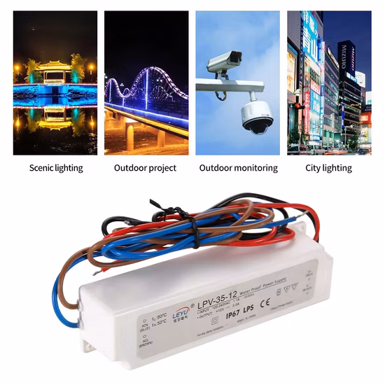 Mode d'alimentation de sécurité extérieur 220V en aluminium avec alimentation de refroidissement du pilote LED